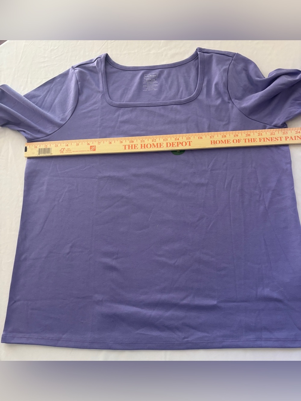 LL Bean Purple 100% Cotton Square Neck Top Women’s 1X New with Tags - Picture 7 of 13